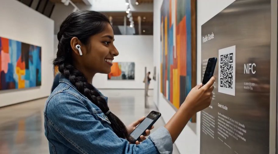 Illustration showing audio-guide.in applications across museums, tourism, education, and corporate events