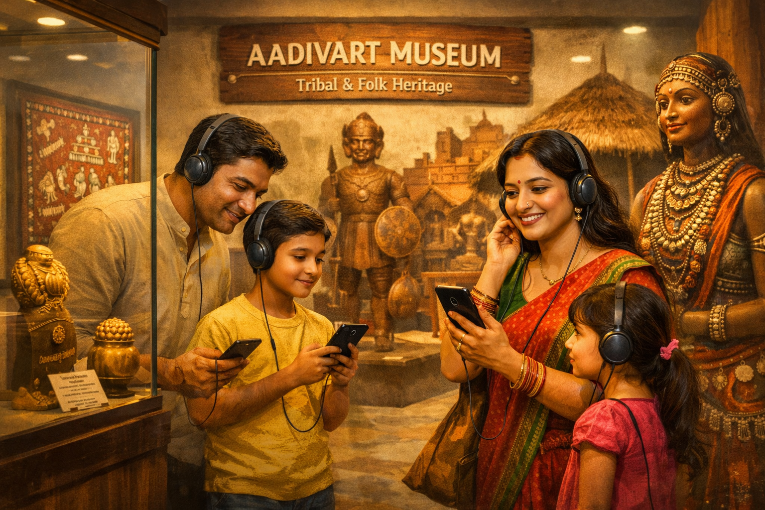 Illustration showing audio-guide.in applications across museums, tourism, education, and corporate events